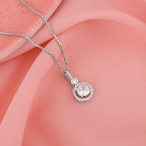 Exquisite One Stone Silver Necklace
